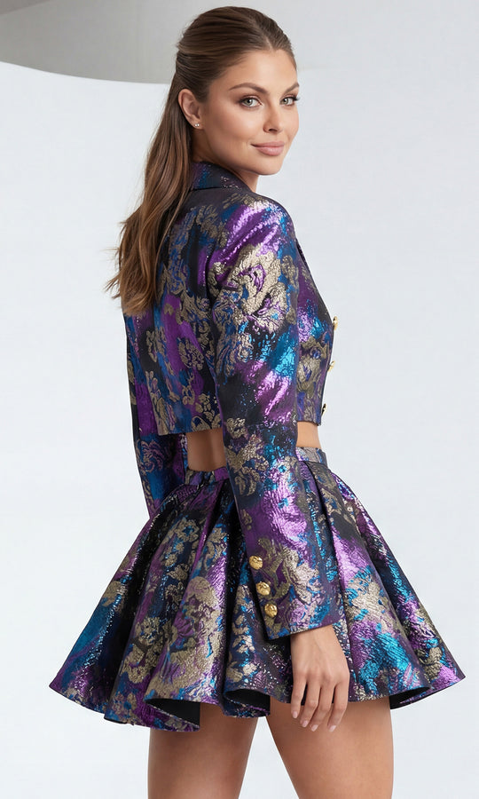 Jovani 48723 - Two Piece Jacquard A-Line Cocktail Dress