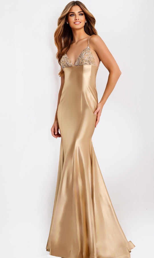 Jovani 48733 - Embellished V-Neckline Mermaid Prom Gown