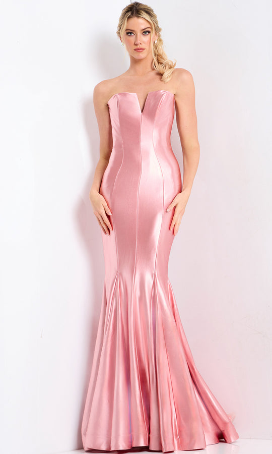 Jovani 48744 - Strapless V-Neckline Satin Gown
