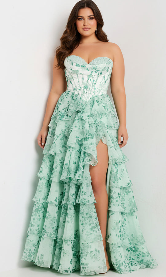 Jovani 48772 - Sweetheart Corset Floral Ballgown
