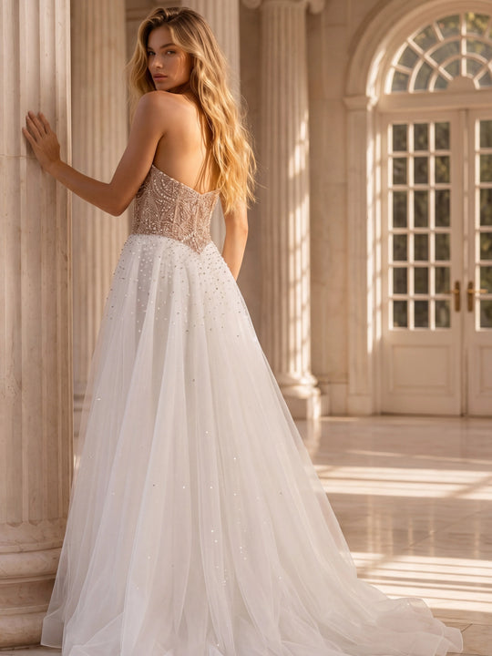 Jovani 48906 - Beaded Embroidered Sweetheart Organza Gown