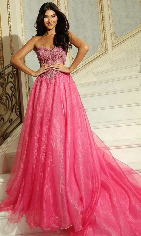 Jovani 48906 - Beaded Embroidered Sweetheart Organza Gown
