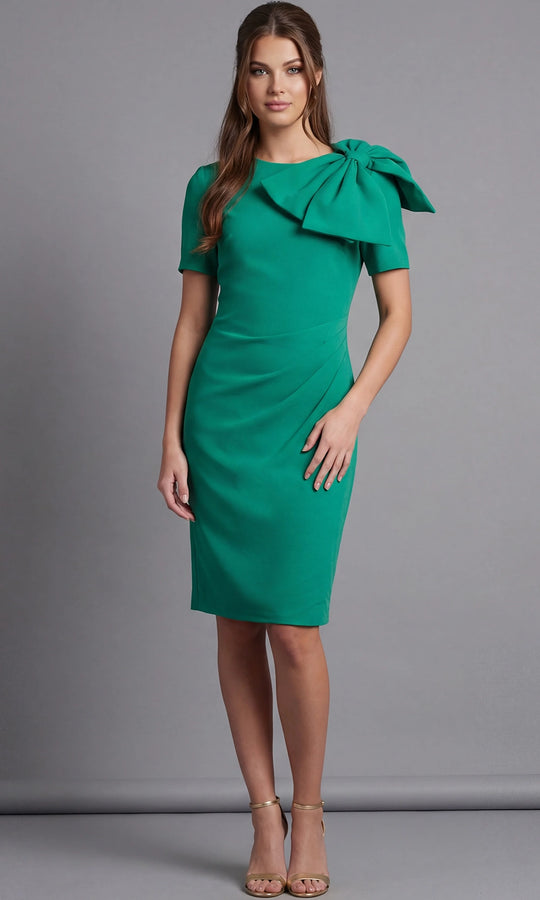 Jovani 48943 - Short Sleeve Knee-Length Dress with Bow Shoulder