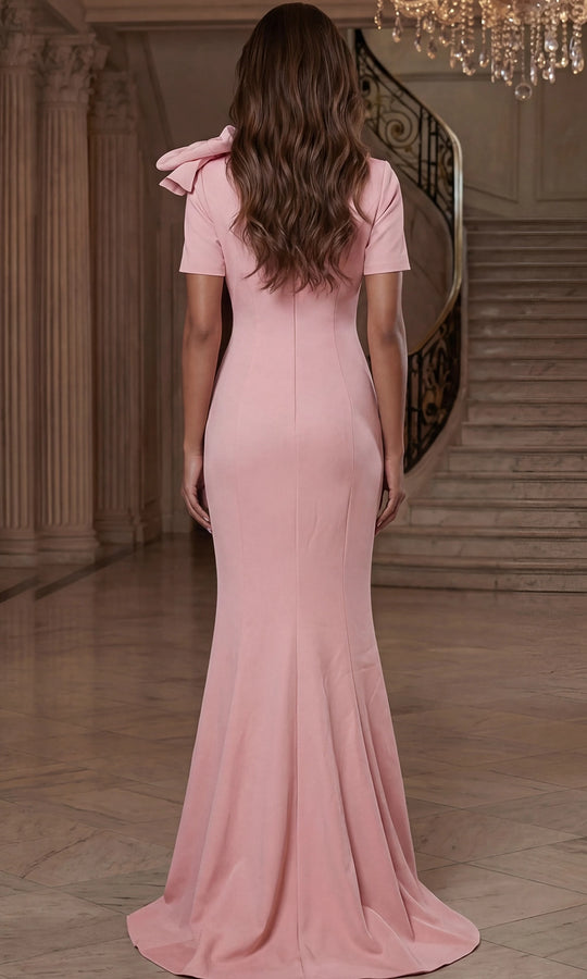 Jovani 48945 - Bow Shoulder Jewel Neckline Evening Gown
