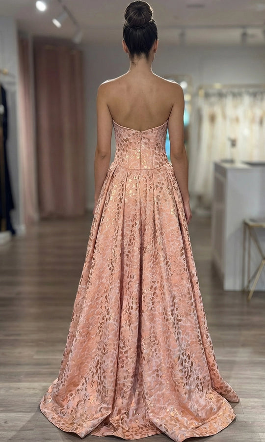 Jovani 49001 - Textured Metallic Basque Ballgown