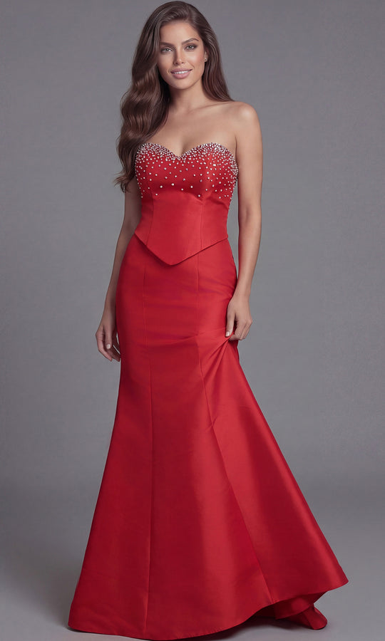 Jovani 49076 - Beaded Bodice Basque Waist Evening Gown