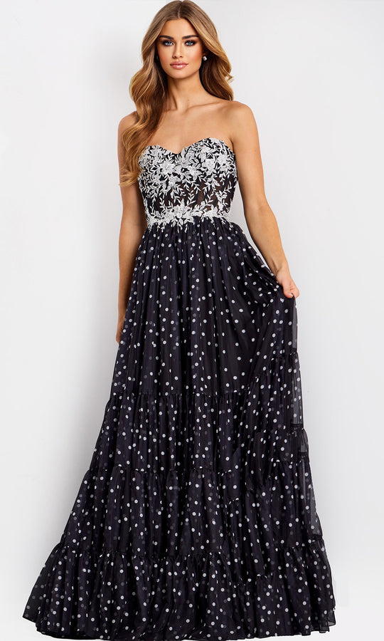 Jovani 49086 - Polka Dot Skirt Sweetheart Prom Gown