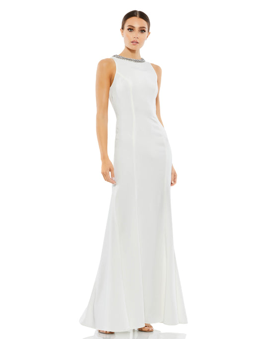 Ieena Duggal - 49093 Beaded Neck Modest Prom Sheath Dress