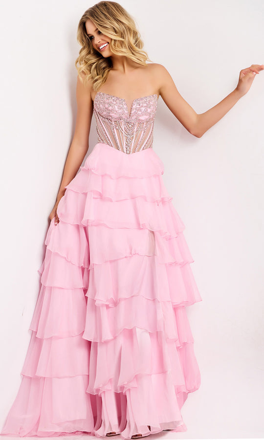 Jovani 49109 - Tiered Skirt Strapless Prom Dress