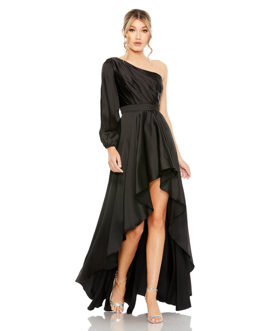 Ieena Duggal - 49141 Asymmetric Bishop Sleeve Long Dress