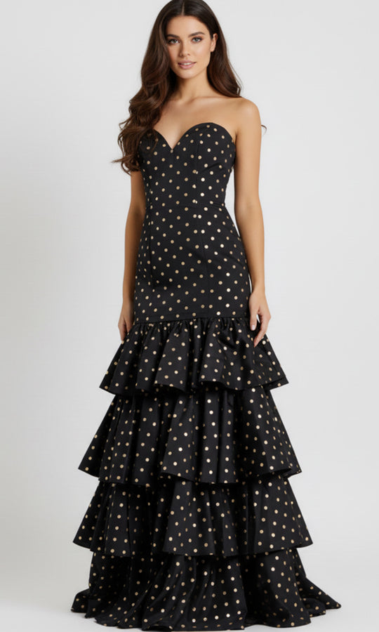 Jovani 49419 - Strapless Polka Dot Ruffle Dress