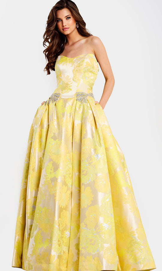 Jovani 49502 - Beaded Bow Sweetheart Pleated Ballgown