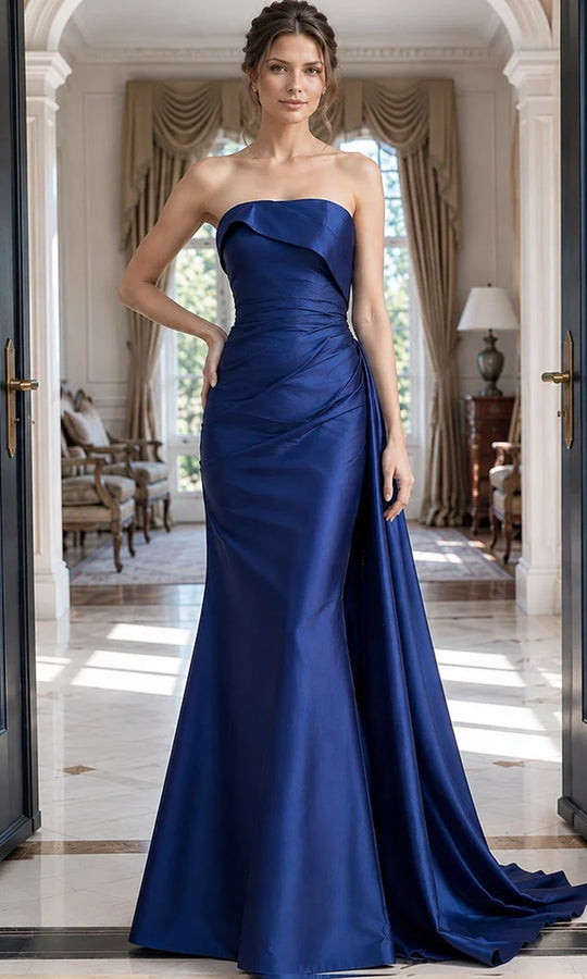 Jovani 49509 - Straight Neck Formal Gown with Side Drape