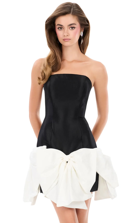 Ashley Lauren 4950 - Straight Neckline Fitted Dress with Sculpted Bows