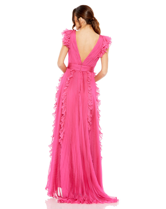 Ieena Duggal 49539 - V-Neck Ruffled Cap Sleeve Dress