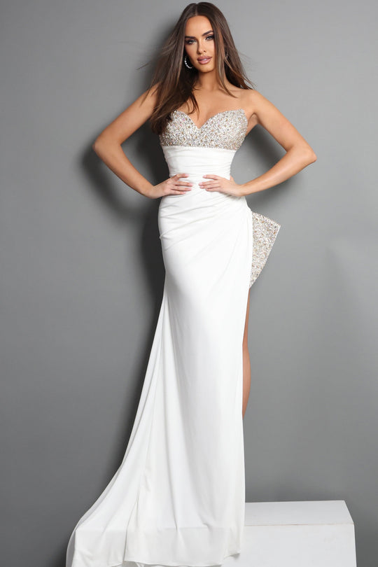 Jovani 49577 - Crystal Bodice Empire Sheath Evening Gown