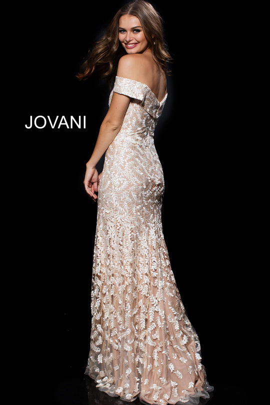 Jovani - 49634 Embroidered Off Shoulder Fitted Dress
