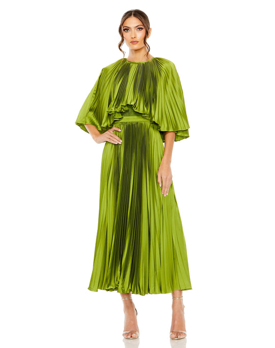 Mac Duggal 49638 - Pleated Capelet Evening Dress