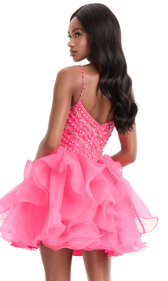 Ashley Lauren 4964 - Ruffled Organza Mini A-Line Dress