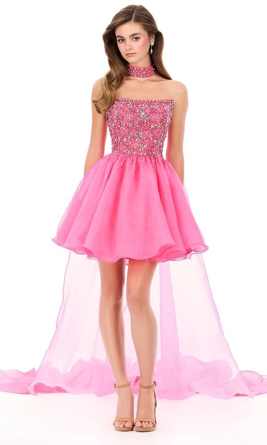 Ashley Lauren 4965 - A-Line Beaded Dress with Flowing Cape
