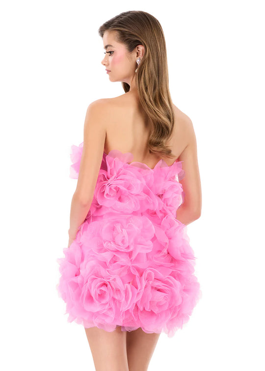 Ashley Lauren 4968 - Floral Texture Strapless Short Dress