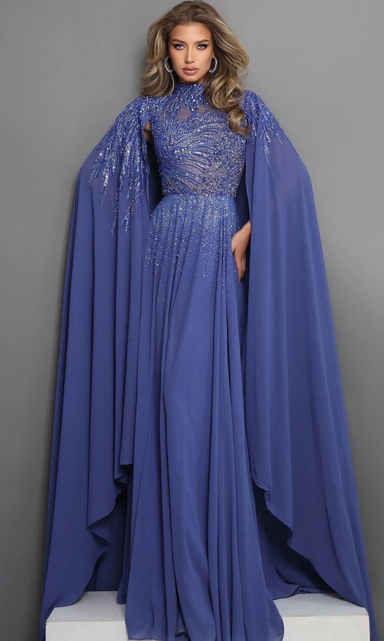 Jovani 49742 - Beaded Embroidered Cape Sleeve Gown