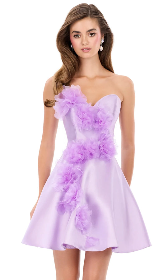 Ashley Lauren 4975 - Strapless Floral Applique Mini Dress