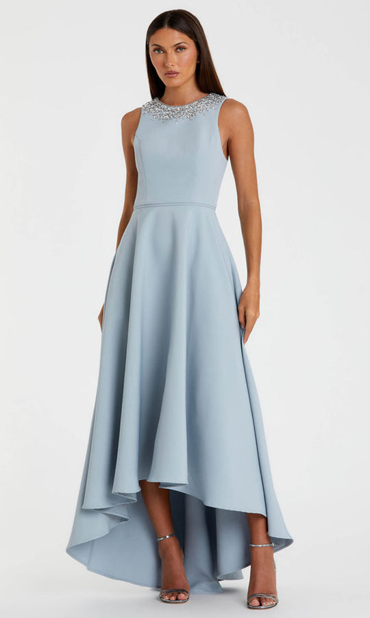 Ieena Duggal 49844 - Beaded Jewel Neck High Low Gown