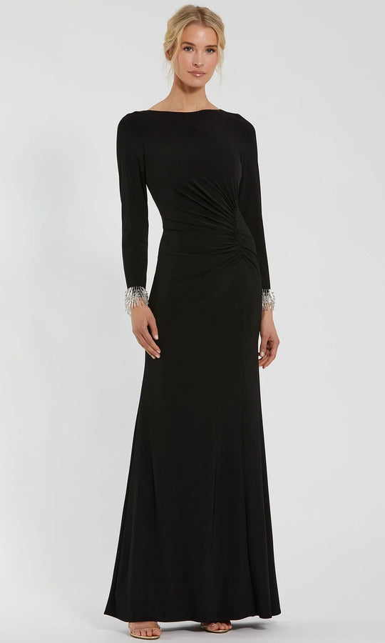 Ieena Duggal 49896 - Bateau Jersey Gown with Beaded Cuffs