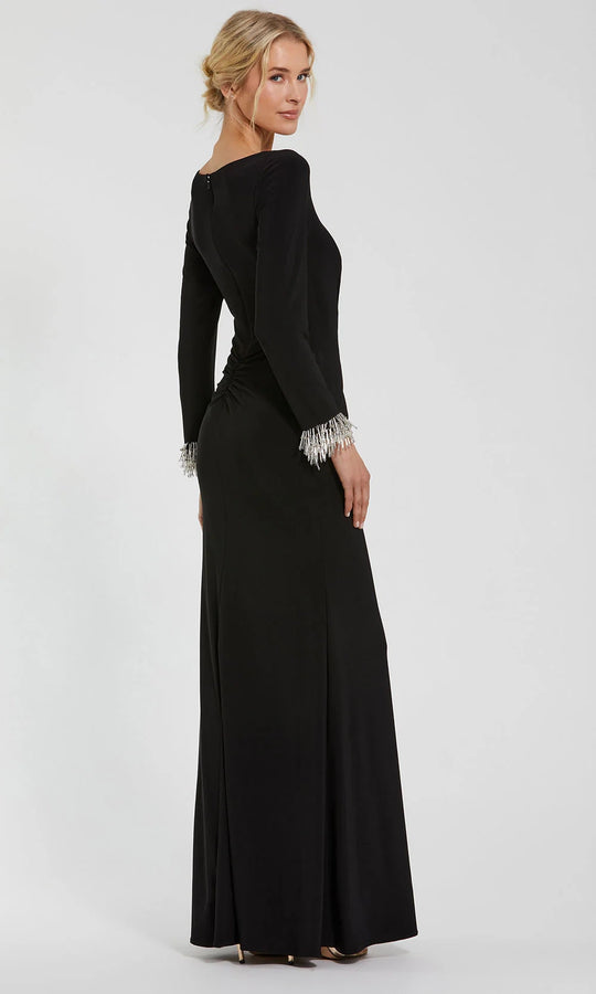 Ieena Duggal 49896 - Bateau Jersey Gown with Beaded Cuffs