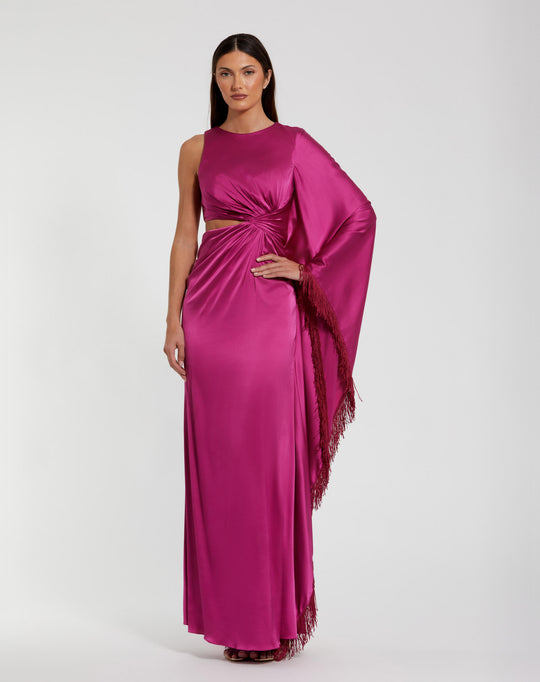 Ieena Duggal 49898 - Fringe Kaftan Sleeve Column Gown