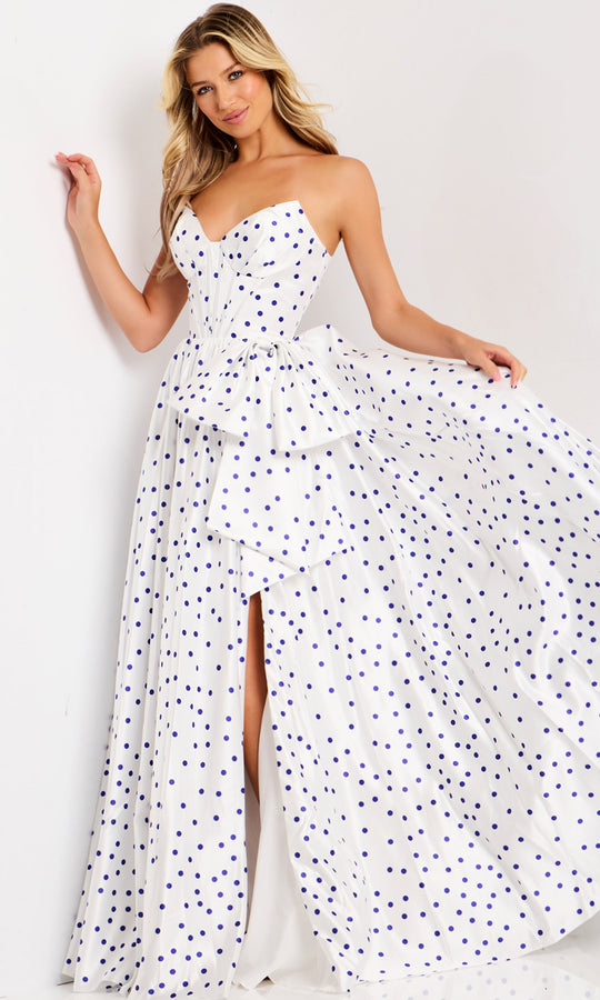 Jovani 49899 - V-Neckline Polka Dot Prom Ballgown