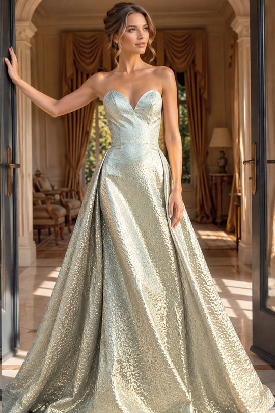 Jovani 49903 - Sweetheart Metallic Textured Evening Gown