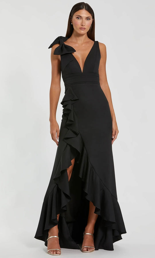 Ieena Duggal 49965 - Ruffled Slit High Low Prom Gown