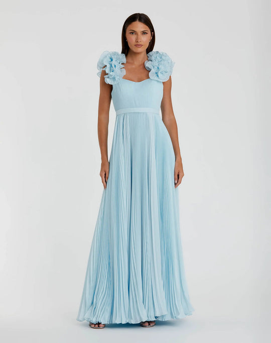 Ieena Duggal 49979 - Pleated Organza Dress with Ruffle Straps