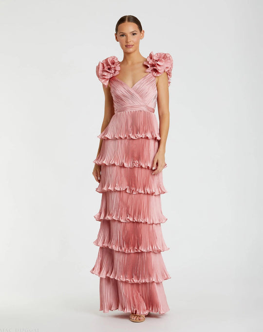Ieena Duggal 49983 - Tiered Pleated Dress with Ruffle Straps