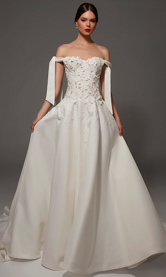 Alyce Paris 50002 - Embroidered Off Shoulder Long Bridal Gown