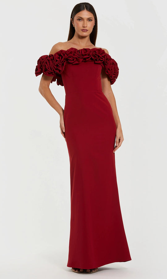 Ieena Duggal 50042 - 3D Rosette Off Shoulder Sheath Gown