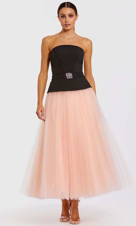 Mac Duggal 50063 - Embellished Belt Straight Neck Prom Dress