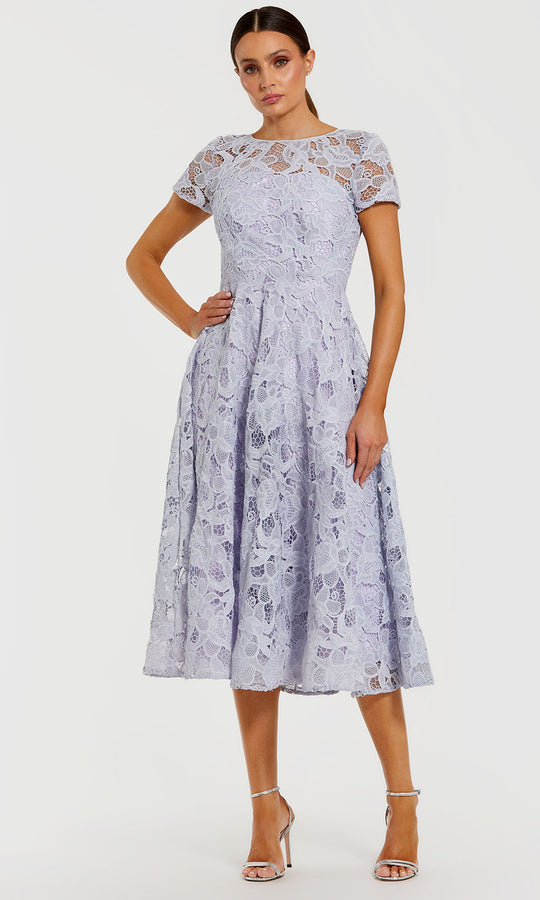Mac Duggal 50073 - Floral Lace A-Line Tea-Length Dress