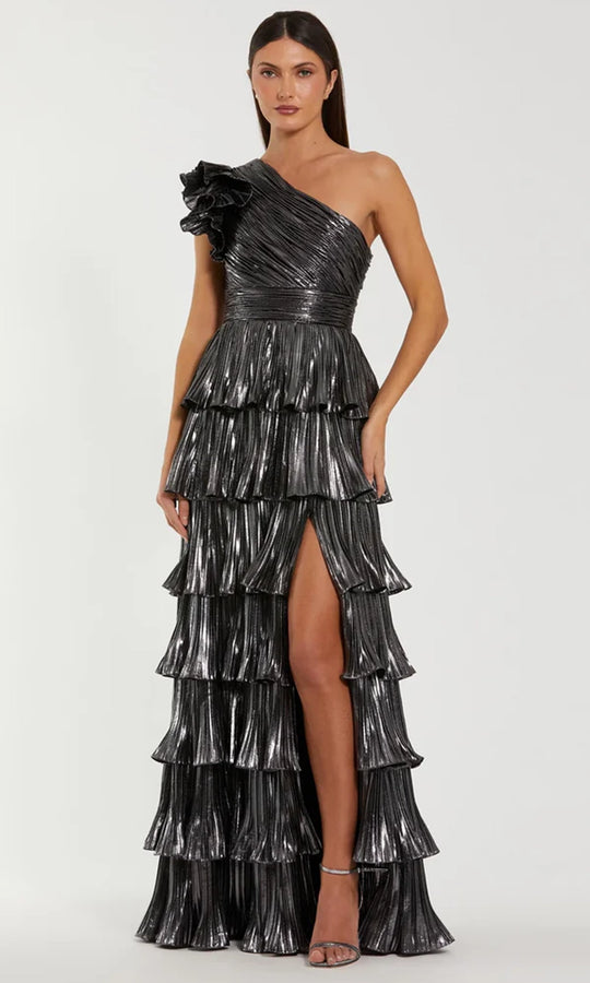 Ieena Duggal 50080 - One Shoulder Metallic Tiered A-Line Gown