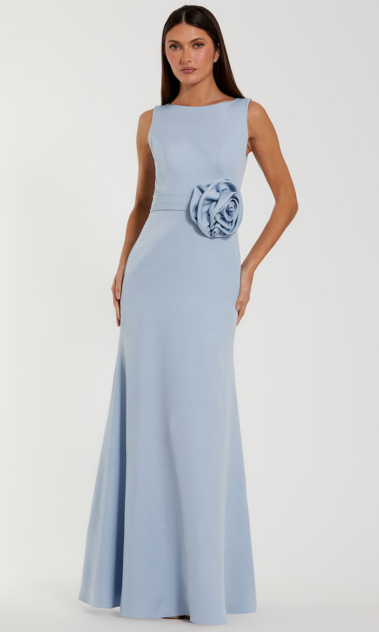 Ieena Duggal 50097 - Floral Accent Crepe Bateau Neckline Gown