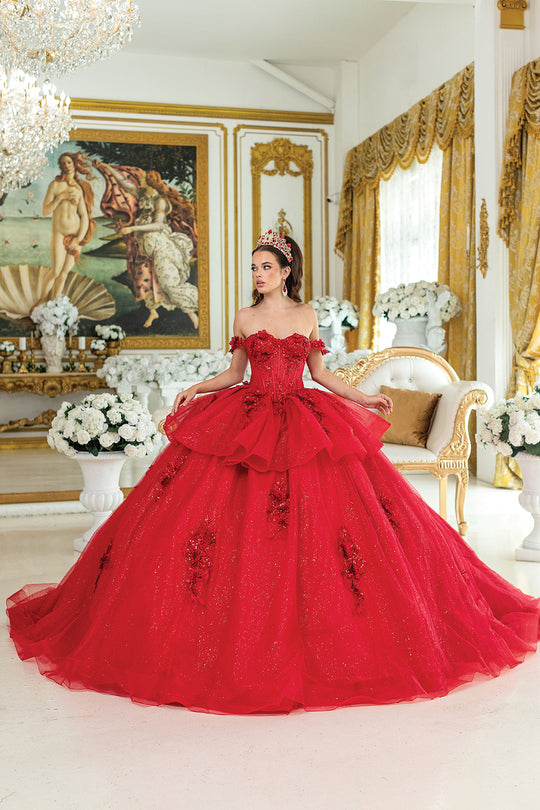 Dancing Queen 5015 - Floral Embroidery Off-Shoulder Quinceanera Dress