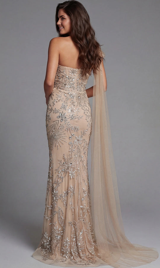 Jovani 50205 - One Shoulder Intricate Beaded Evening Gown