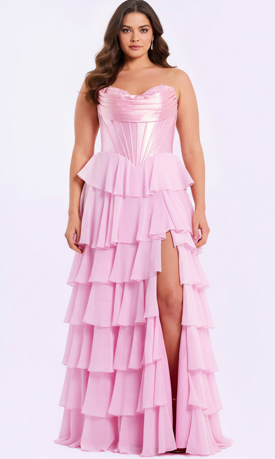 Jovani 50234 - Metallic Corset Ruffle Ball Gown