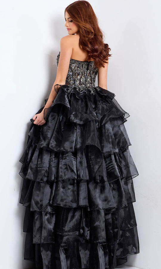 Jovani 50259 - Beaded Applique Corset Tiered Ballgown