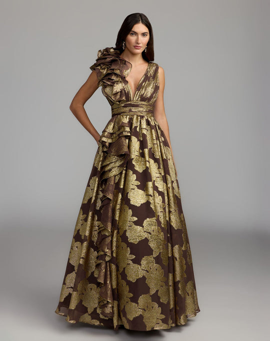 Mac Duggal 50264 - Ruffled Deep V-neck Evening Dress