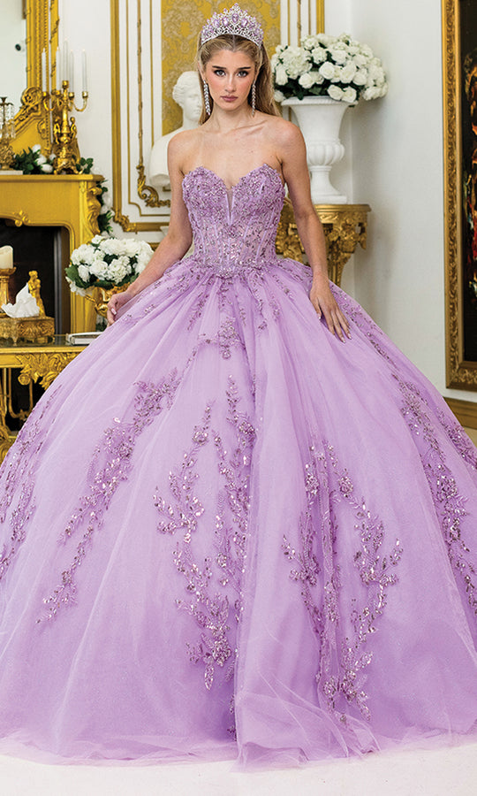 Dancing Queen 5026 - Strapless Floral Princess Ballgown