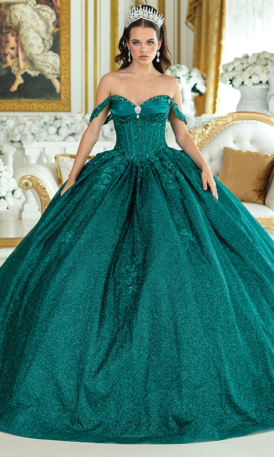 Dancing Queen 5035 - Off-Shoulder Corset Glitter Ballgown