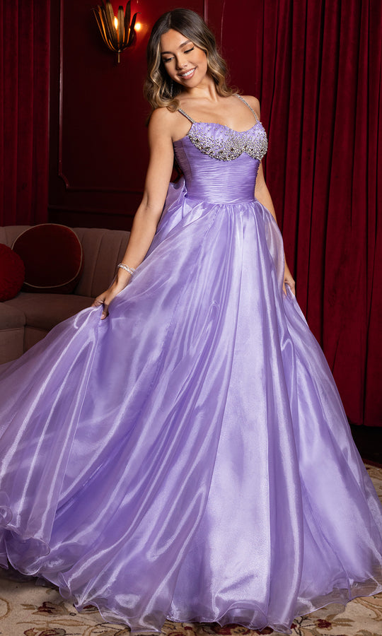 Rachel Allan 50386 - Beaded Scoop Neck Organza Ballgown
